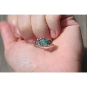 Aquamarine and blue Montana sapphire engagement ring size 3 4 5 6 7 8 9 10 11 12